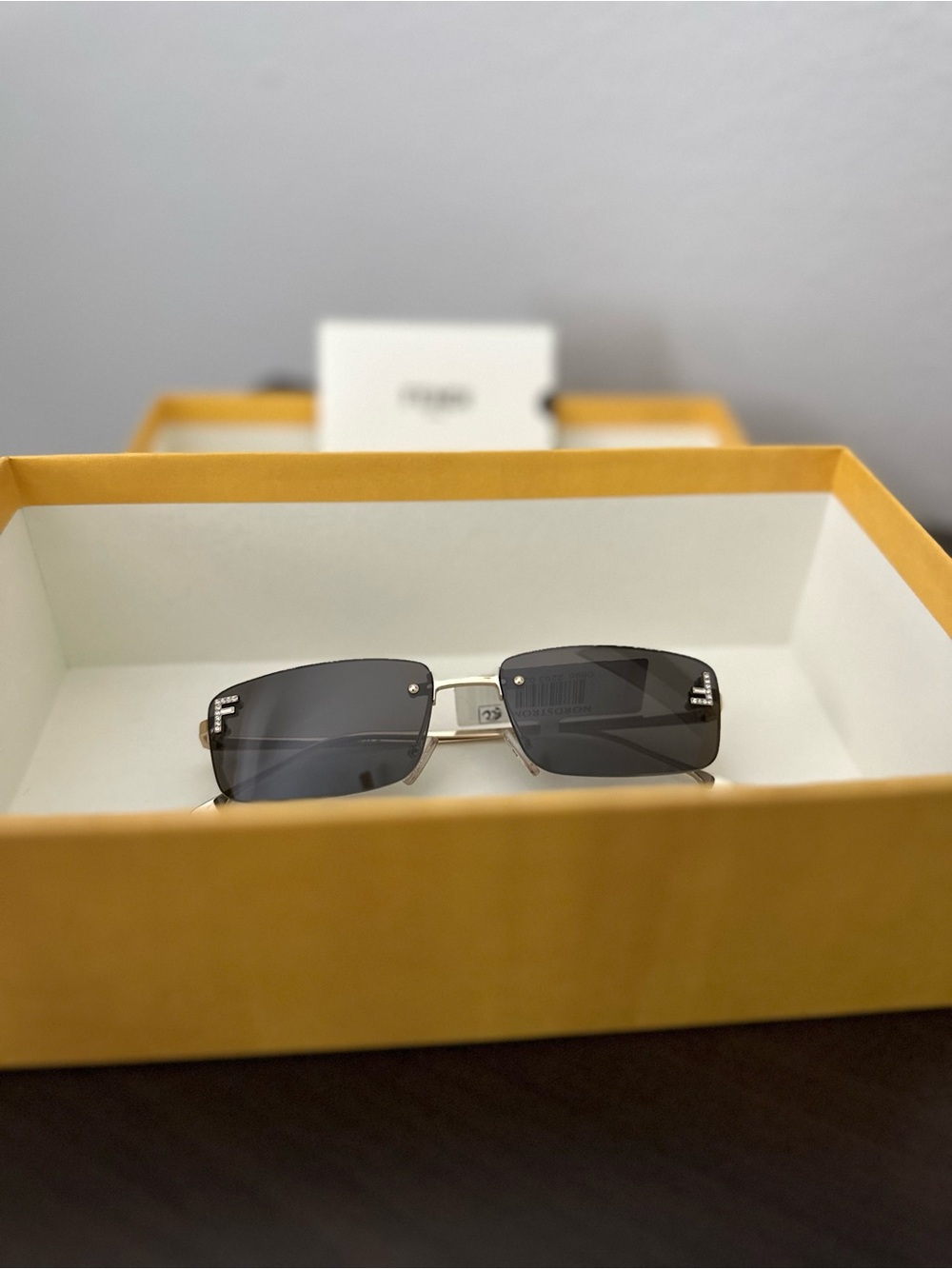 FENDI First Crystal Rimless Rectangular Sunglasses - Picture 2 of 6